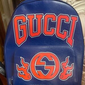 Gucci Navy Backpack with Red Details